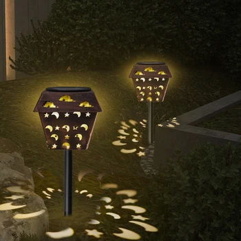 LED Solar Græsplæne Lys Hule Smedejern Lampe Udendørs Vandtæt Græsplæne Indsatser Lamper til Haven Gård Dekoration