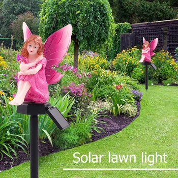 LED Solar Light Flower Fairy Vandtæt Udendørs Belysning Have med Græsplæne Indsatser Lamper Yard Art for Indre Gårdhave Dekoration