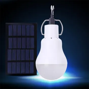 LED Solar Light Pære Bærbare Have Lampe Udendørs Vandtæt Belysning til Indendørs Home Camping Nødsituation 15W 130LM