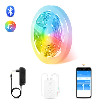 LED Strip Lights RGBIC App Bluetooth-Kontrol, Dreamcolor Music Sync Led-Lys til stue, Soveværelse,Køkken,Jul Indretning
