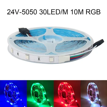 LED Strip RGB 5050 lys 24V Fleksibel Hjem Dekoration Belysning 5050 Ingen vandtætte LED Bånd RGB-10M Båndet Fleksible Rum
