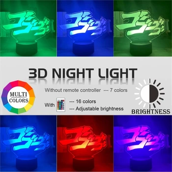 Led Touch Sensor Vågelampe til Indretning Tabel 3d-Lampe Gave Animationsfilm JoJo ' s Bizarre Eventyr Brev Design-Led Sensor Farverige