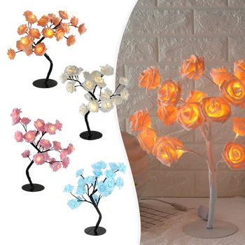 LED Træ Lys Rose Flower Tree Light Rose Træ Formet Lys Til Hjemmet bordlampe Dekoration Jul nytår Indretning Lys