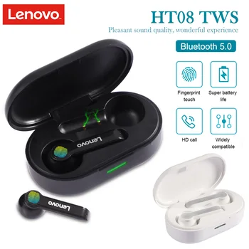 Lenovo HT08 Trådløse Bluetooth-Hovedtelefoner, TWS Stereo Hovedtelefoner Touch Kontrol Øretelefoner Sport Stemme Assistent Headset V5.0
