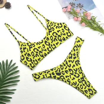 Leopard g-streng Badedragt Kvinder 2021 Sexede Bikini Sæt Print Push up Badetøj Kvindelige Brasilianske Bikini Sæt Biquini badedragt