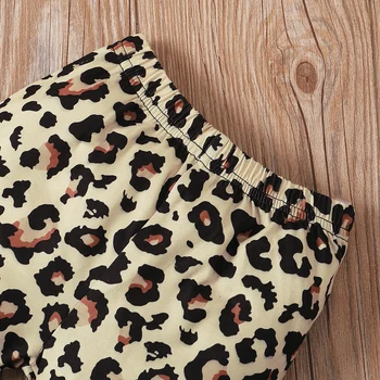 Leopard Print Blusset Bukser Brev Top Sæt 2stk Ontfits Nyfødte Tøj Sæt Barn Infant Piger Korte Ærmer Udstyr