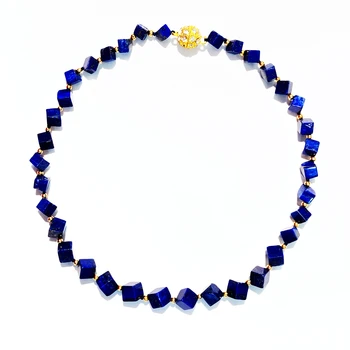 Lii Ji Mode Halskæde Blå Farve Rigtige Sten, Lapis lazuli 45cm Halskæde Kvinder Dejlig Gave Smykker