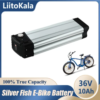 LiitoKala 36V 10AH Sølv fisk stil Elektrisk Cykel batteri 36V 500W lithium batteri med Aluminium