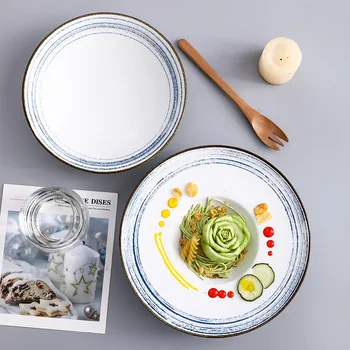 LingAo Europæisk stil enkle keramik, halm hat rund skål, frugt salat skål service
