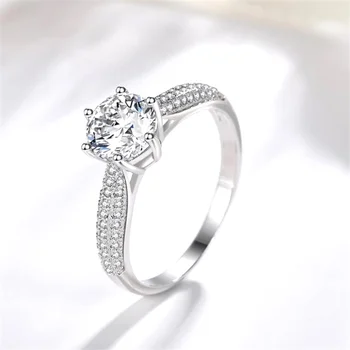 LMNZB 925 Sterling Sølv Ring Klare Seks Klo Cubic Zirconia Mode, Bryllup, Engagement, Klassiske Smykker Til Kvinder LR351
