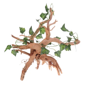 Lovoski Krybdyr,,Terrarium i Træ Rødder med Vedbend Vinstokke Planter Ornament