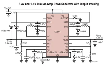 LT3501EFE LT3501 - Monolitisk Dobbelt Tracking 3A Step-Down Switching Regulator