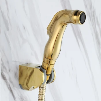 Luksus Guld ABS plast brusebad Spray sæt håndholdte badeværelse toilet golden shower hoved Dyse jet set med messing 7/8*7/8*1/2 ventil