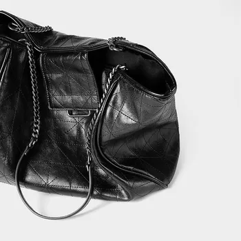 Luksus Håndtasker, Kvinder Taske Designer Sort Læder Kæde Med Stor Kapacitet Skulder Tasker, Totes Fashion Taske Til Kvinde