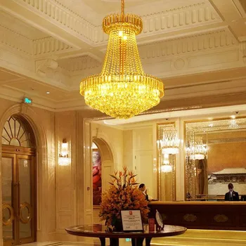 Luksus I Europæisk Stil Restaurant Kontorbygning Krystal Lampe Duplex Trappe Stue Golden Stor Lysekrone Villa Hotel