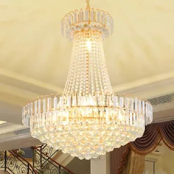 Luksus I Europæisk Stil Restaurant Kontorbygning Krystal Lampe Duplex Trappe Stue Golden Stor Lysekrone Villa Hotel