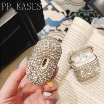 Luksus Jeweled Bling Glitter Tilfældet For Apple Airpods Pro 1 2 Tilfælde Diamant 3D Luft Bælg Trådløse Bluetooth Hovedtelefoner Hard Shell