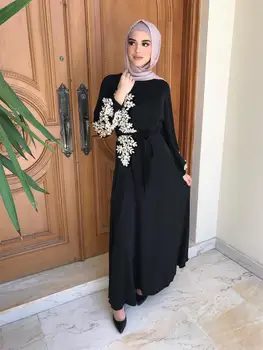 Luksus Muslimske Broderi Abaya Cardigan Kjole Hijab Perlebesat Kimono Lang Kjole Kjoler, Tunika Jubah Ramadanen, Eid Arabiske Islamiske Tilbedelse