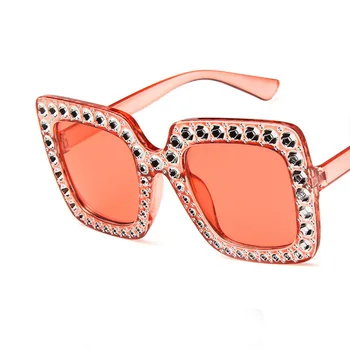 Luksus Vintage Solbriller Stor Firkantet Rhinestone Brand Designer Solbriller Til Kvinder Oversize Mode Crystal Briller Solbriller