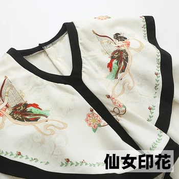 LYNETTE ER KINESERIER Foråret Efteråret Oprindelige Design Kvinder Kinesisk Stil Fe Print Chiffon Flæse Shirts