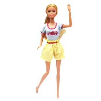 Lys Blå Gul Jumpsuit 1/6 BJD Dukke Tøj Til Barbie Tøj, Udstyr fritidstøj 11.5