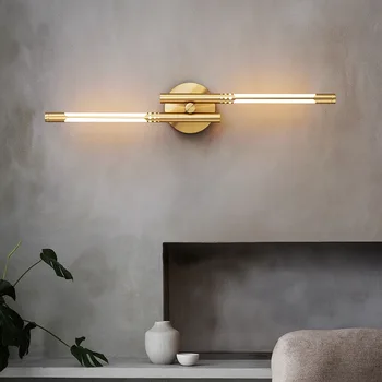 Lys luksus soveværelse sengen væglampe enkelt og moderne stue korridor midtergangen lampe Nordiske kobber minimalistisk kreative væglampe