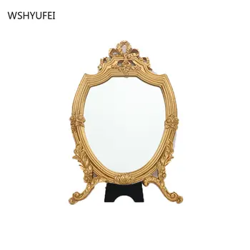 Lys og luksuriøst palads stil, retro fransk udskæring stil, gyldne hule makeup-spejl, kosmetisk spejl dekoration