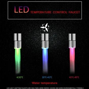 Lysende Skiftende 7 Farver LED Vandhane Lys der Skifter Farve Temperatur Blinker Kontrol-Vandhane Til Køkken Vandhane Filter L