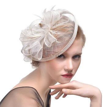 LZL Hjem Eksplosion modeller bryllup tilbehør hamp banket net garn top hat brud fjer hårnål top hat foto hovedklæde bride