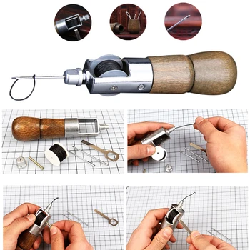 Læder Syning Maskine Manual DIY Bagage Voks Tråd, Nåle Stitcher Læder Udskæring Syning, Håndværk Enhed Lærred Reparation Værktøj