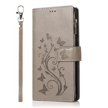 Læder Tegnebog Flip taske Til Samsung Galaxy Note 20 Ultra Prægning Luksus Lynlås Kort Sag for Galaxy Note 20 holdercoveret