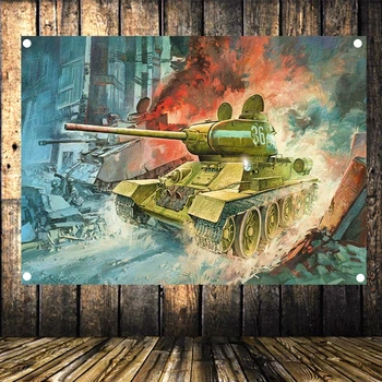 Lærred Maleri på Væggen Hænger Våben Kunst Gobelin Wall Decor Militære Baggrunde Flag Banner Wehrmacht Tiger Tank WW2 Plakat B1