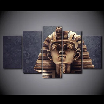 Lærred Modulær Ramme Væg Kunst Maleri 5 PiecesPcs Egyptiske Faraoer Statue HD Udskriv Billede For at Stue Indretning Plakat