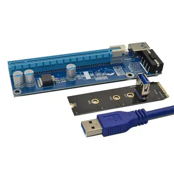 M. 2 PCI-E X16 Slot Adapter-Kort NGFF Pcie Riser Card NVME VGA forlængerkabel 4Pin 6Pin SATA For Miner Minedrift