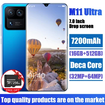 M11 Ultra 7,0 Tommer Drop Screen Smartphones 7000mAh 32MP+64MP Bageste Kamera 16GB RAM+512 GB ROM 4G 5G LTE-Face ID Globale Mobiltelefon