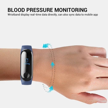 M3 Smart Armbånd puls, Blodtryk Sundhed Vandtæt Smarte Ure Bluetooth-kompatible Ur Armbånd Fitness Tracker