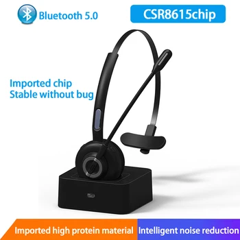 M97 Trådløse Bluetooth-Headset, V5.0 Med Micphone Hands-Free Opkald Øretelefon Opladning Base For Center Office Skype Lastbilchauffør