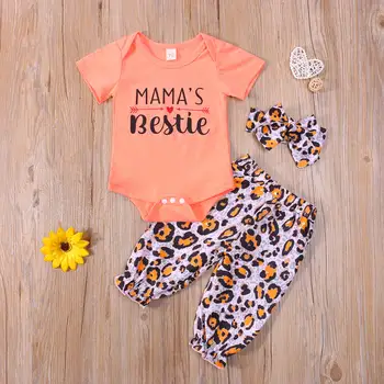 Ma&Baby 0-18M Nyfødte Barn Baby Pige Tøj Sæt Mama ' s ie Brev Romper Leopard Bukser Udstyr, Tøj, Kostumer