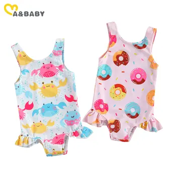 Ma&Baby 0-3Y Sommer Søde Spædbarn Barn Baby Pige Badedragt Flæser Badetøj Donuts dyreprint Badetøj badetøj