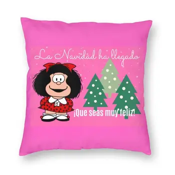 Mafalda julekort Smide pudebetræk Dekoration Argentinske Tegnefilm Quino Manga pudebetræk 45x45 Pillowcover til Sofa