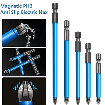Magnetisk Anti-Slip Boret 7Pcs Magnetiske PH2 Phillips Bits Sæt håndværktøj Skruetrækker Boret 25 mm-150 mm