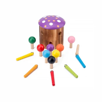Magnetisk Farverige Stick Fange Ormen Brætspil, Børn, Træ-Montessori Svampe Fejl Capture Værktøj Pædagogiske Fiskeri Legetøj