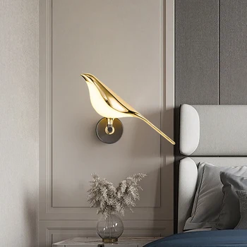 Magpie Kreative væglampe Postmoderne LED-Væg Lys Soveværelse sengelampe, Stue Baggrund Væggen Midtergangen Belysning Fugl