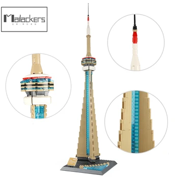 Mailackers City Street Arkitektur Model Toronto TV-Tårn Canada byggesten Forsamling Pædagogiske Mursten Legetøj For Børn