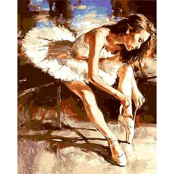 Maleri Af Numre Maling Ballet Danser DIY håndmalet Olie Akryl Moderne Kunst på væggene Billede, Maleri, Musik Pige Hjem Dekoration