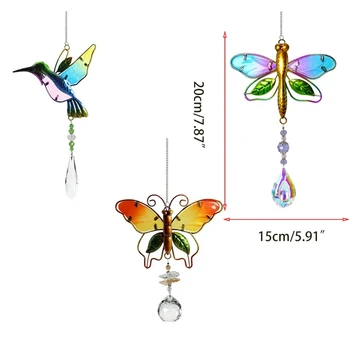 Malet Dragonfly/Butterfly/Fugl Have Hængende Ornament Vedhæng Vægdekoration