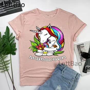 Mamacorn Mødre Unicorn Sjove T-Shirt Til Kvinder Tøj Vintage Grafisk Nyhed Streetwear T-Shirt Kortærmet Sommer O-Neck Tops Tees
