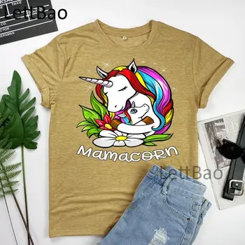 Mamacorn Mødre Unicorn Sjove T-Shirt Til Kvinder Tøj Vintage Grafisk Nyhed Streetwear T-Shirt Kortærmet Sommer O-Neck Tops Tees