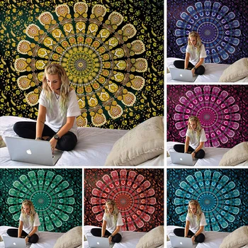 Mandala-Tapetet Boheme Indiske Væggen Hænger Hippie Hjem Dekoration Polyester Stof Sofa Tæppe Ark Bed Cover Strand Mat