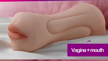 Mandlig onani sexlegetøj cup 3D-realistisk vagina og munden håndsex pocket pussy mandlige køn med tungen